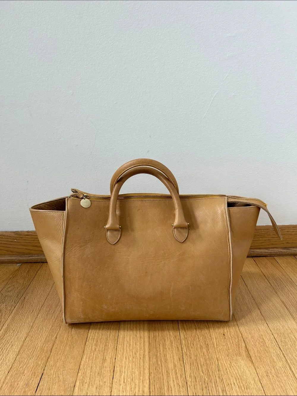 Clare V. Sandrine Satchel in Honey Tan